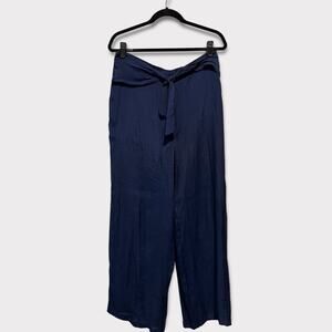 I.N. San Francisco NWT Tie Front Wide Leg Crepe Pant size XL Navy